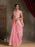 Blush Pink Kota Doria Saree with Border & Tassles